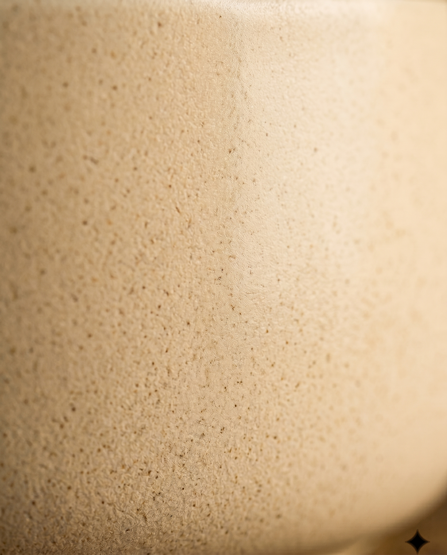 Close-up of the Lumure bowl's matte speckled stoneware glaze.